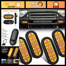 4pcs 6.3 Amber Oval Led Strobe Lights - Trailer Flash Warning Lights Safety Be 4pcs 6.3 Amber Oval Led Strobe Lights - Trailer Flash Warning Lights Safety Be