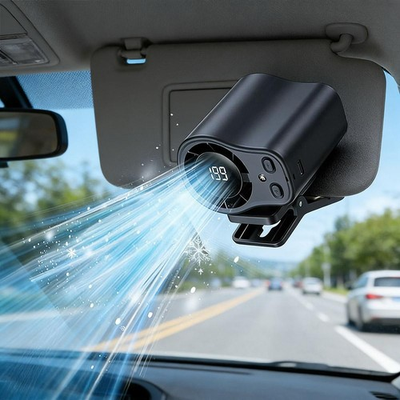 #ad Portable Car Clip on Fan LED Display 360° Air Conditioner Mini Fan Rechargeable $17.59