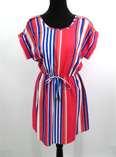 SPEED CONTROL NY Blouson Midi Dress Women Medium Stripe Multicolor Elastic Waist