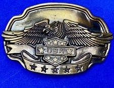 Patriotic USA Eagle and stars dimensional United States of America belt buckle