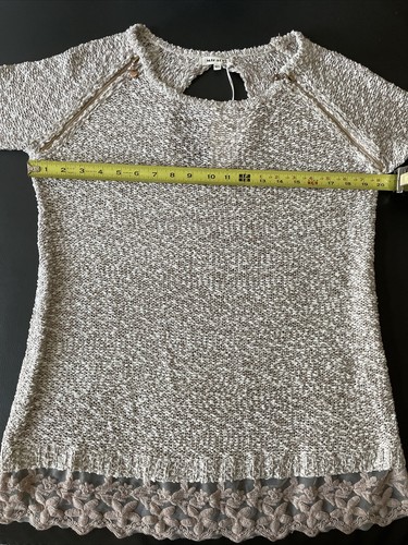 Miracle USA Knitted Sweater Women Sz M/L Slouchy Zippers Lace Sequins Beige NWT - Picture 13 of 16