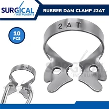 10 Endodontic Rubber Dam Clamps #2AT Stainless Steel Surgical Dental German Gr