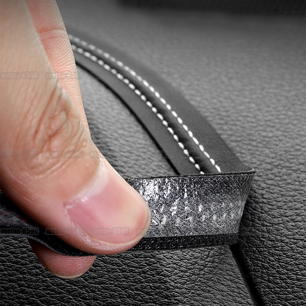 Beige PU Leather Car Dashboard Decor Line Strip Sticker Molding Trim Accessories