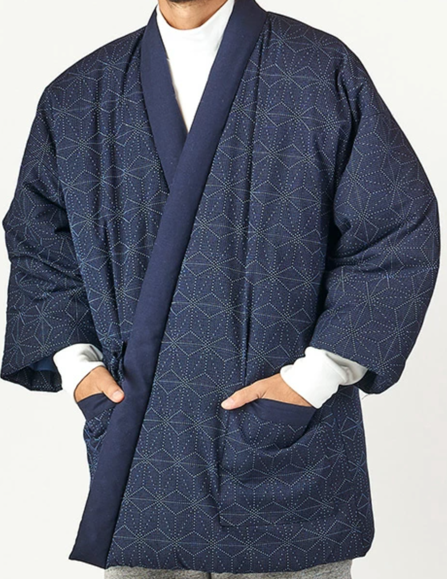 Japanese Kimono Hanten Warm Wear Winter Jacket Made in JAPAN Navy
