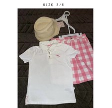 Boys Tommy Bahama Polo, Straw Hat  Gingham Shorts