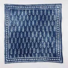 Indigo Blue Hand Block Leaf Print Bandana 100 Cotton Scarf Women Square Bandana