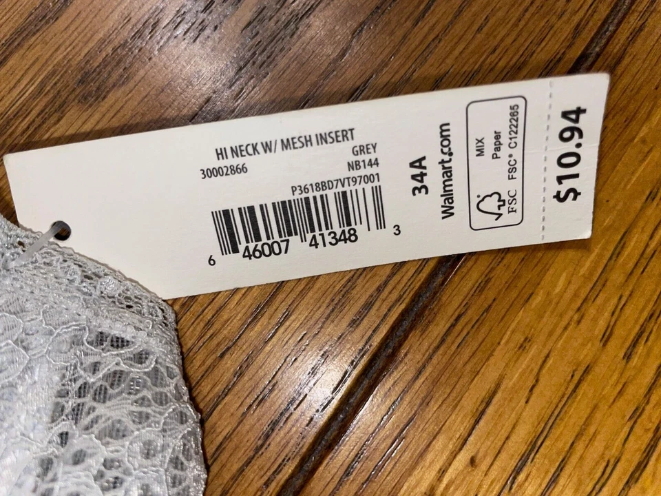 No Boundaries Silver Hi Neck W/Mesh Insert Lace Bralette - Size 34A - New - Image 3 of 4