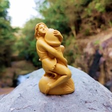 Boxwood Carved Penis Girl Statue Beauty Figurine Art Gift Decor