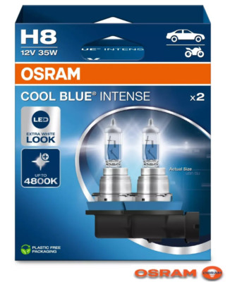 2x OSRAM H8 COOL BLUE INTENSE NextGeneration 4800K +100% Halogen LED LOOK 2026