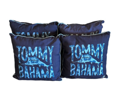 Bundle of Tommy Bahama Blue Logo Indoor Outdoor Throw Pillows 20