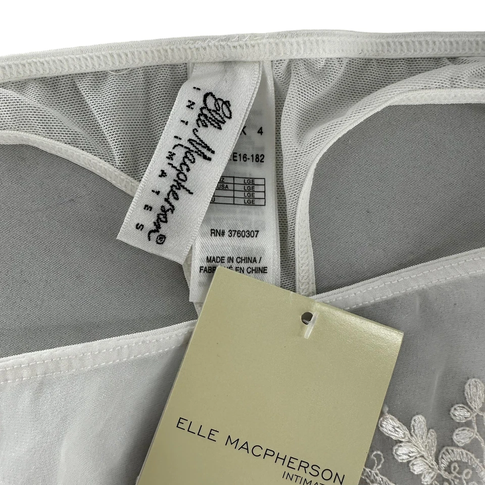NUEVO/NUEVO CON ETIQUETAS Elle Macpherson Blanco Floral Encaje Tanga Bikini Bragas Talla Grande Foto 2 de 3