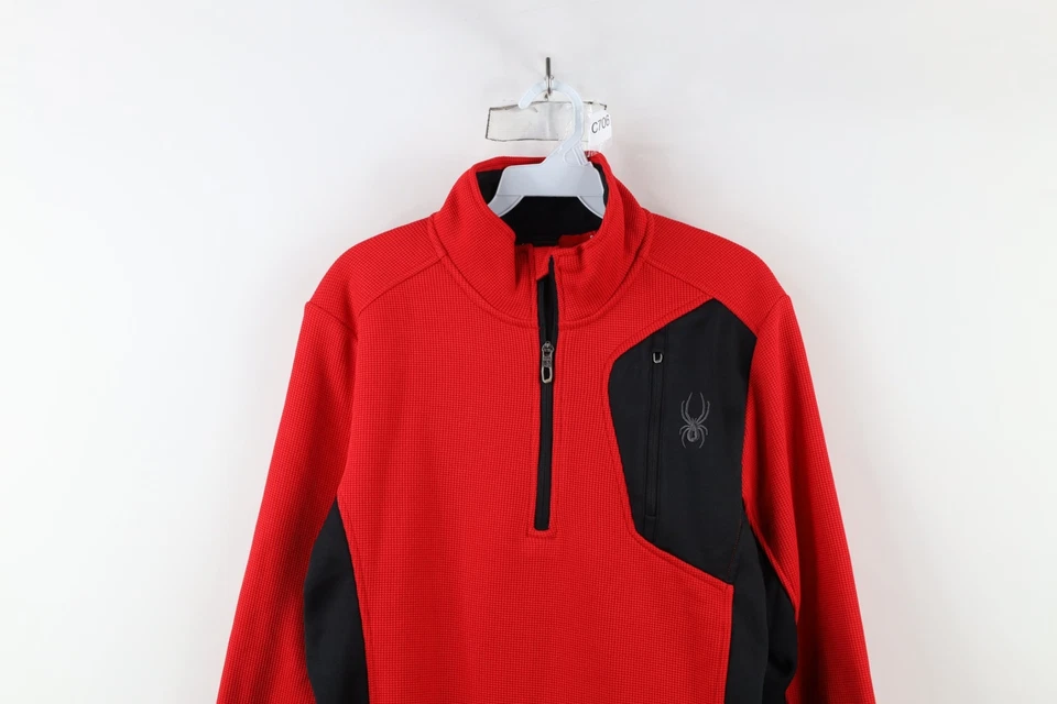 New Spyder Mens Small Spell Out Thermal Knit Half Zip Pullover Sweater Jacket - Image 2 of 4