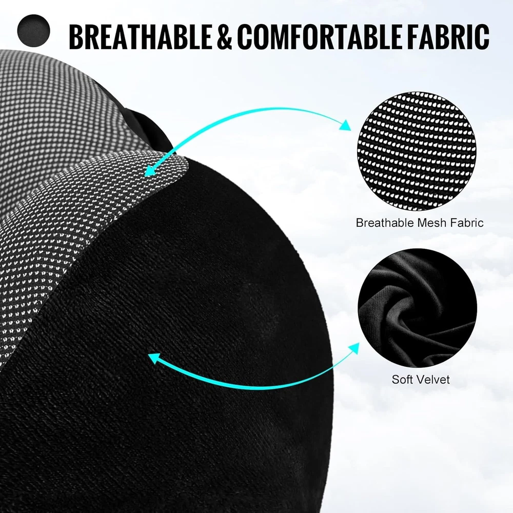 Ultra-Soft Velvet Travel Neck Pillow with Hood for Airplane Comfort