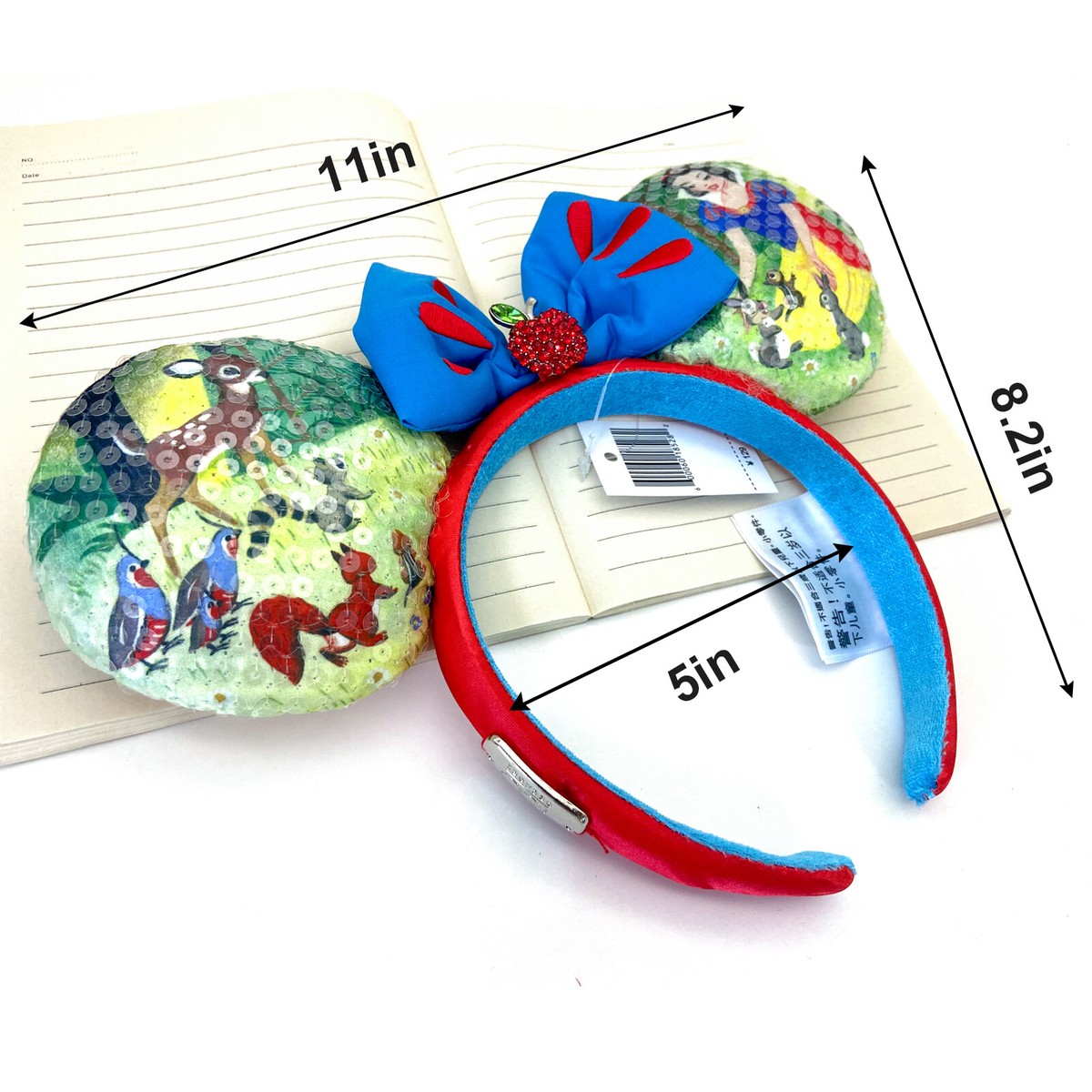 Disney-100th Snow White Princess Sequin Bow Mouse Ears Blue  display picture 2
