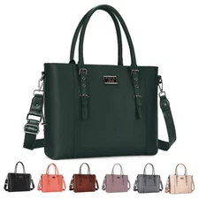 MOSISO PU Leather Laptop Tote Bag for Women 13 13.3 15 16 inch Messenger Handbag