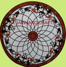 Mesa de comedor de mármol de 4' con incrustación de piedra centro redondo café comedor mosaico