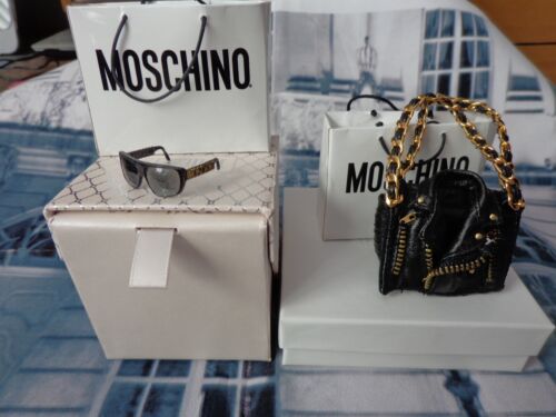 BARBIE MOSCHINO DESIGNER LOT ACCESORIES PURSE SUNGLASSES & 2 SHOPPING BAGS - Picture 1 of 7