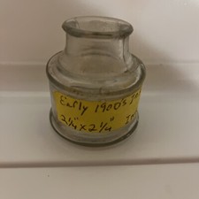 Early Cork Top 1900s Ink Well Bottle 2 1/4&rdquo; X 2 1/4&rdquo; Round