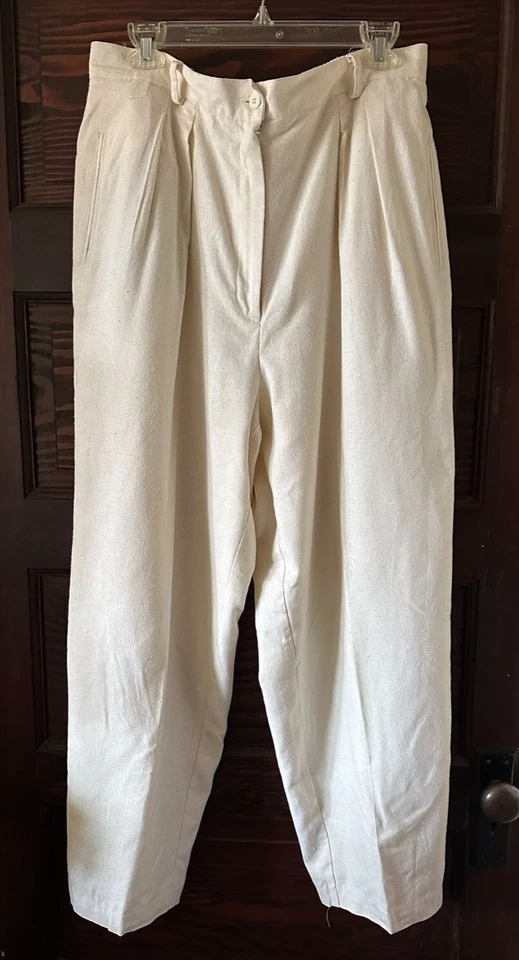 Women's SK & Company Pants 100% Raw Silk Ivory Size 18W Inseam 29"