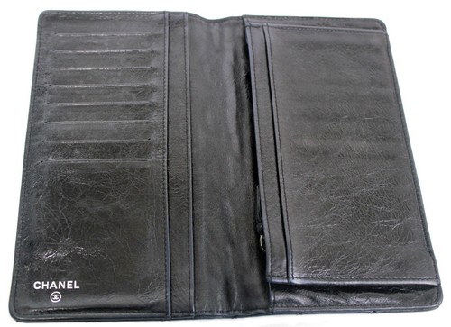 CHANEL Quilted Bifold Long Wallet Black Leather Classic Purse Used Women France - Picture 15 of 20