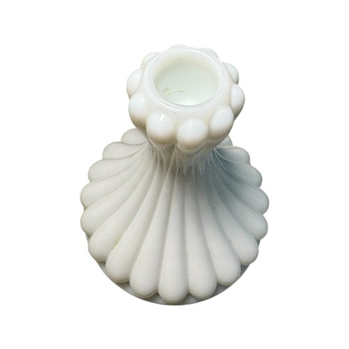 Unique Vintage 5 1/2" White Milk Glass Ribbed Candlestick Candle Holder - Picture 5 of 5
