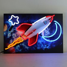 Neon Sign Model Retro Rocket Apollo 11 1969 Moon Shot Landing Outer Space ship