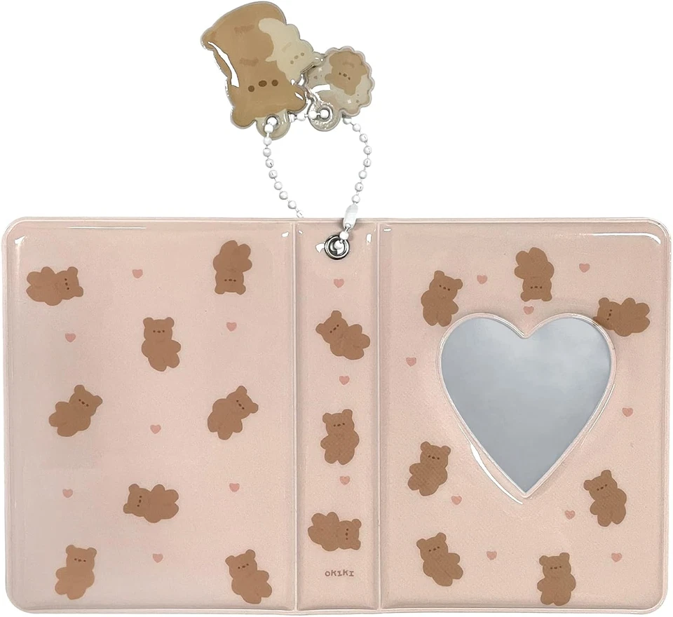 Mini álbum de fotos de 3 pulgadas, carpeta de tarjetas hueca en el corazón álbum de fotos soporte para tarjetas de fotos Foto 3 de 4