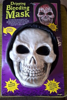 Fun World Dripping Bleeding Blood Skull Mask Heart Pump Halloween Vintage 90 s