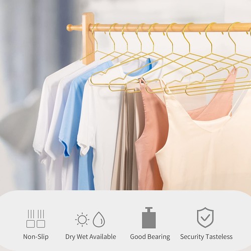 17.7 Inches Gold Metal Coat Hangers Space Saving Wire Hangers Metal Clothes Hang - Picture 7 of 9