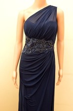 New Lipsy VIP Navy One Shoulder Sequin Embeliished Mesh Maxi  UK 4 8 rrp £130