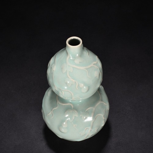 8.6" china antique song dynasty longquan kiln porcelain cyan glaze gourd bottle - Picture 7 of 8