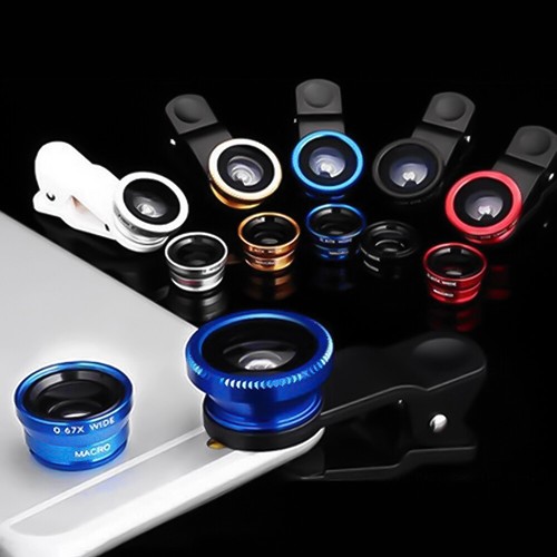 3 in 1 Clip On Camera Lens Kits Fish Eye+Wide Angle+Macro Lens for Cell Phone - Zdjęcie 3 z 27