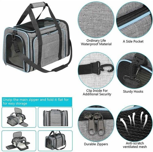 Foldable Pet Carrier Bag Soft Crate Cat Cage Kennel Travel Portable Car Outdoor - Picture 6 of 24