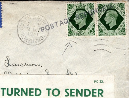 GB WW2 INTERRUPTED MAIL Cover KGVI *POSTAGE REFUNDED* Censor 1941 RETOUR MC114a - Picture 6 of 12