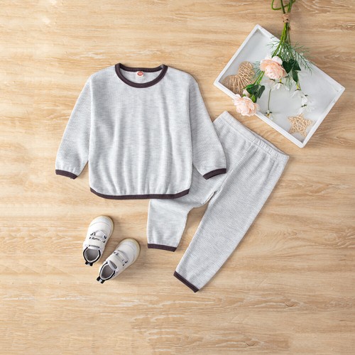 2Pcs Toddler Kids Baby Girls/Boys Outfits Long Sleeve Tops + Pants Clothes Set - Picture 3 of 22