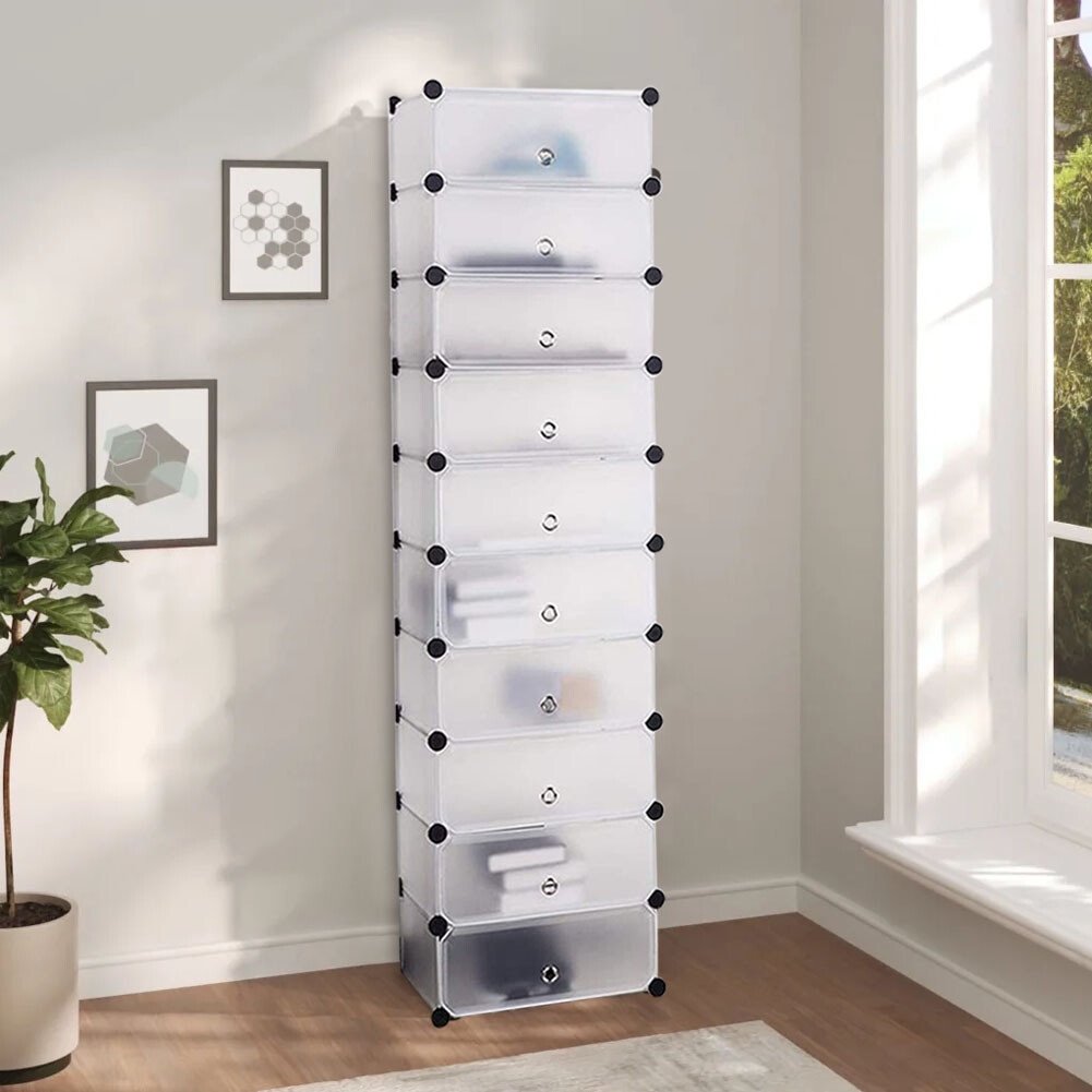 10 Tiers Shoe Rack Organizer Shoes Cabinet Tall Narrow Storage Shelf Hallway