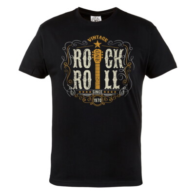 MUSIK-T-SHIRT FÜR EINEN MUSIKER GITARRE ROCK AND ROLL VINTAGE BAUMWOLLE T-SHIRT