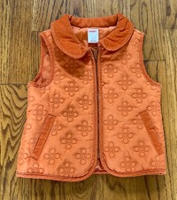 EUC Gymboree Fall Homecoming Toddler Orange Floral Quilted Vest Size 2T-3T