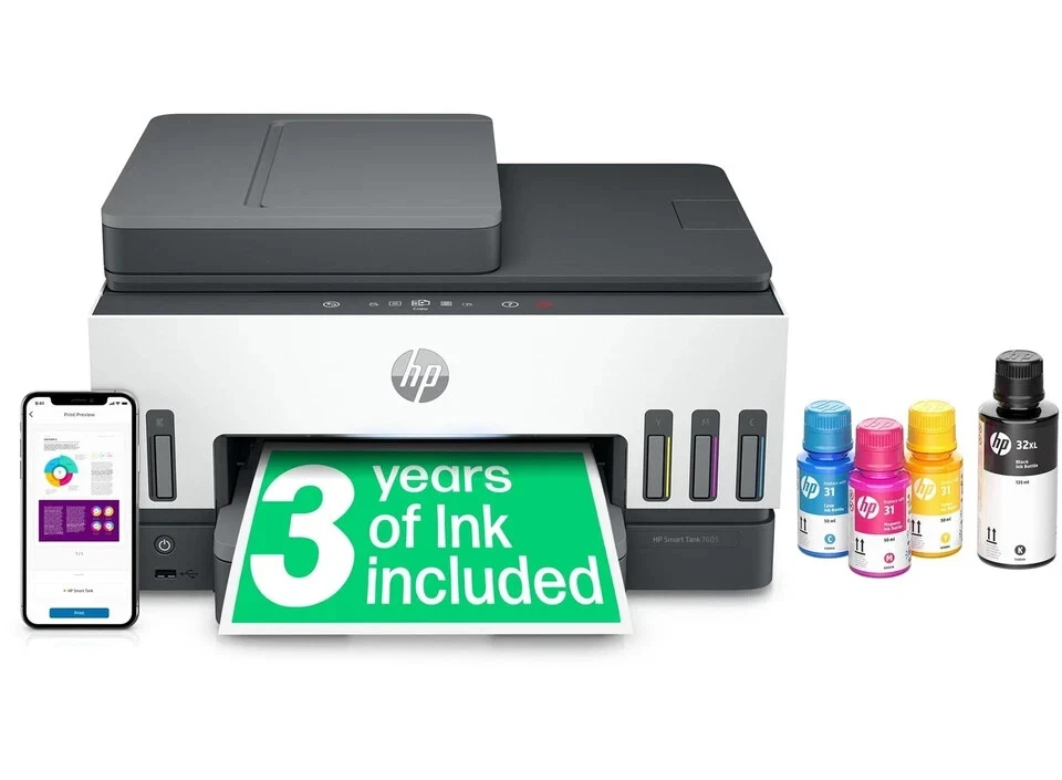 HP Smart Ink Tank 7305 All In One Wireless Colour  Printer - Image 2 of 4