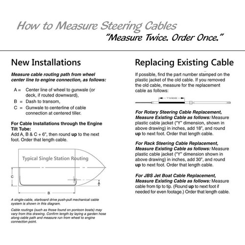 SeaStar SS15216 Dual Cable NFB Rack & Pinion 16ft Outboard Steering Kit Teleflex - Picture 2 of 2