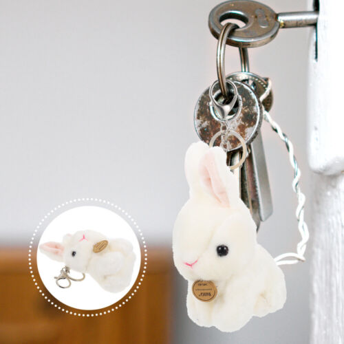  Porte-clés en peluche blanche lapin Miss lapin sac à main cadeaux pour femmes - Photo 1 sur 12