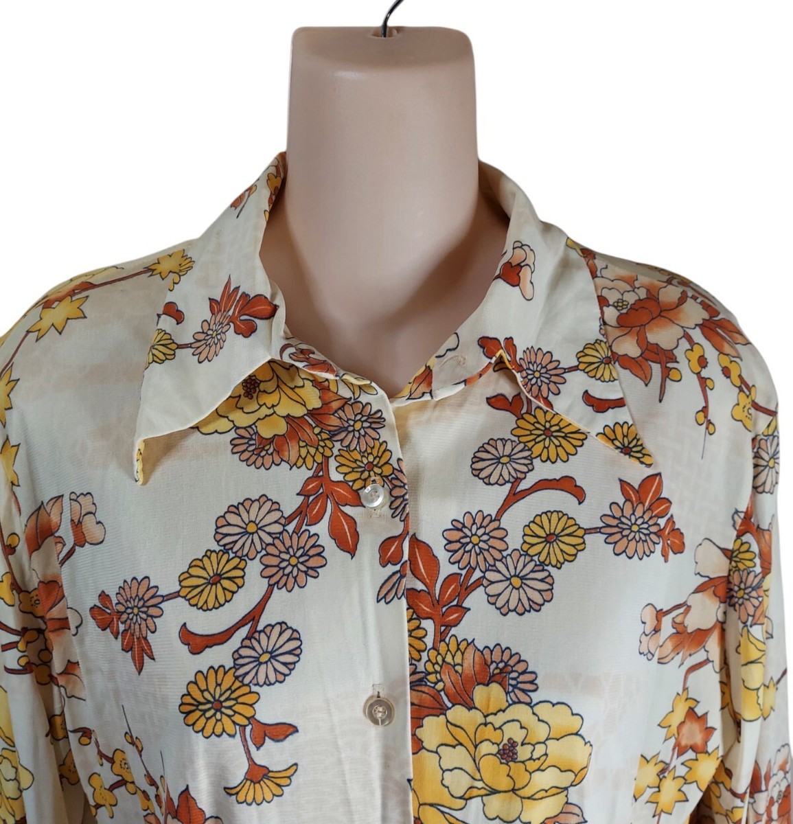 トップス LGB 00s archive gimmick W-collar shirts Vtg 60s 70s Disco Shirt Mens SMALL Hippy Dagger Collar Acetate