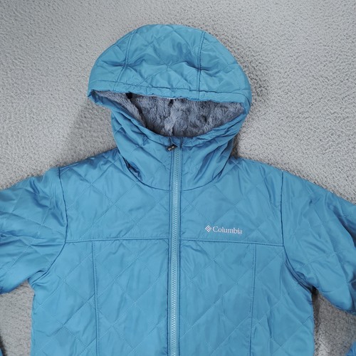 Columbia Jacket Womens Small Blue Faux Fur Lined Quilted Copper Crest Hooded - Picture 4 of 21