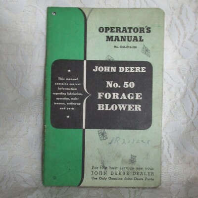 John Deere Operator's Manual No. 50 Forage Blower OM-E13-350
