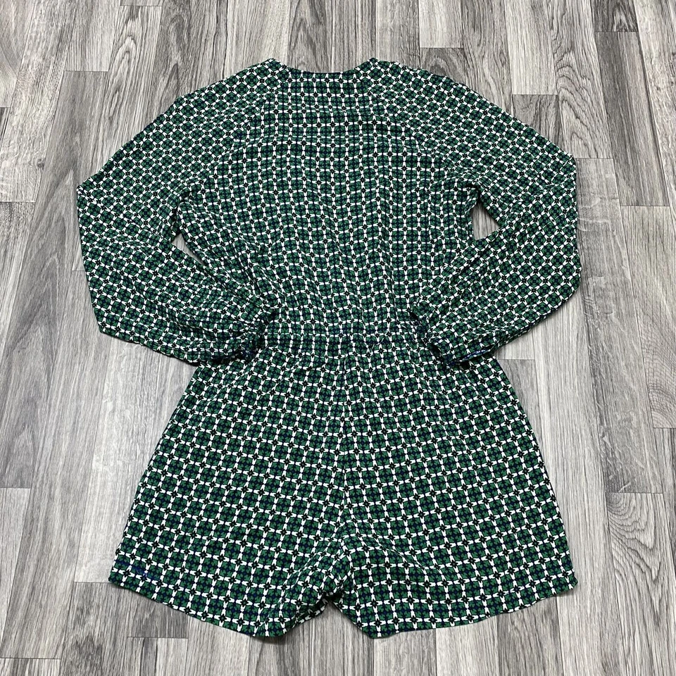 Mameluco para mujer H&M cuello en V verde geométrico manga larga talla 4 Foto 3 de 4