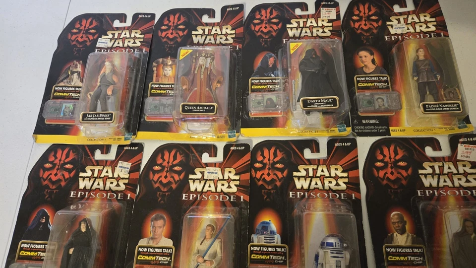 *Lote de 13* Chip Hasbro Star Wars Episodio I CommTech 4 pulgadas Figuras 1998 NRFB Foto 2 de 4
