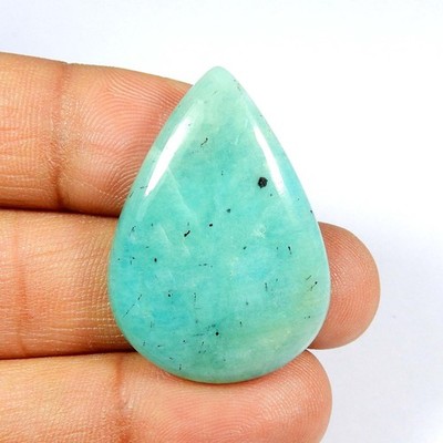 Natural Green Amazonite Polished Gemstone Pear Shape Cabochon Loose 45 Ct #10856