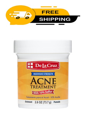 De La Cruz 10% Sulfur Ointment Acne Medication, Max Strength 2.6 OZ, Exp 03/2028