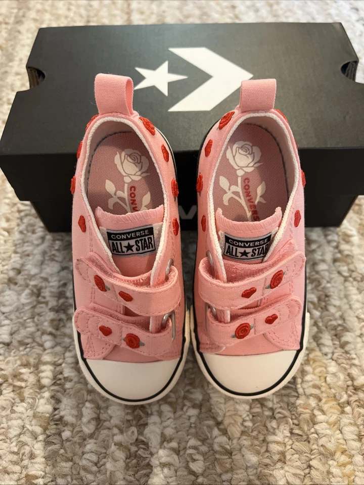 Niño pequeño CONVERSE CTAS 2V OX Medusa Jitter/Rosas Rojas Talla 7 (A15675F) NUEVO Foto 4 de 4