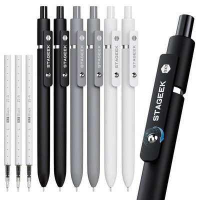 STAGEEK Black Gel Pens, 6Pcs Fine Point Smooth Writing Pens Gray White 